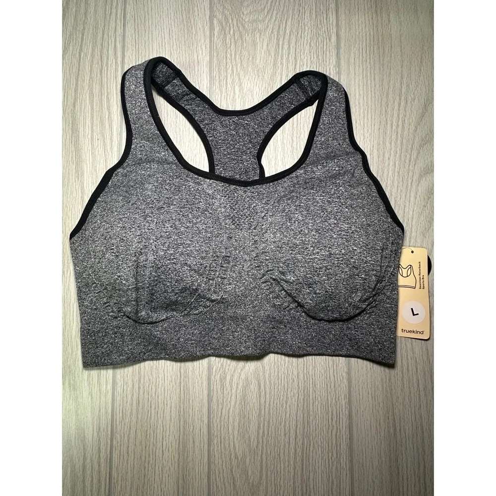 Truekind Seamless Racerback Sports‎ Bra Comfortable Black Activewear